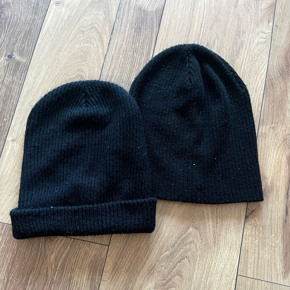Black Knit Beanie Set X2 UO/Topshop